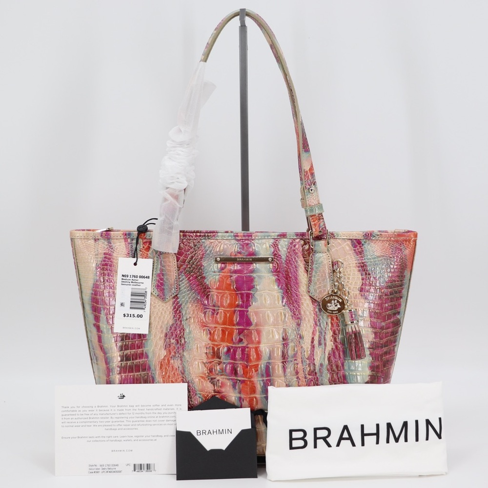 Brahmin Asher Embossed Leather Shoulder Bag Tote NWT Authentic - Picture 3 of 13